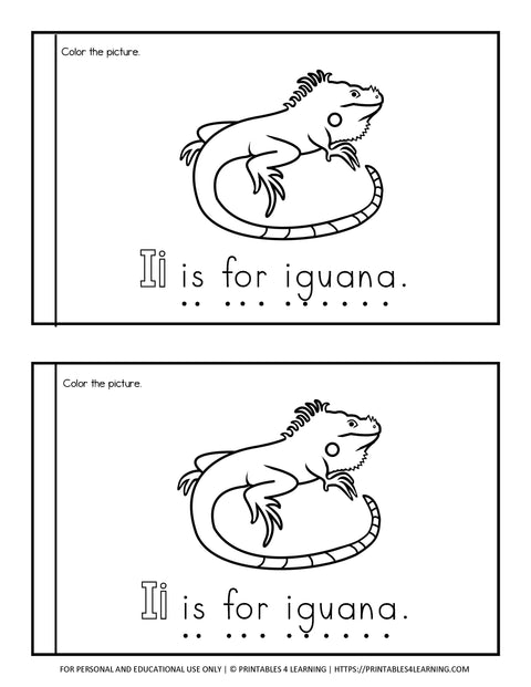 Letter I Emergent Reader Coloring Book