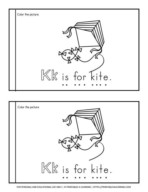 Letter K Emergent Reader Coloring Book