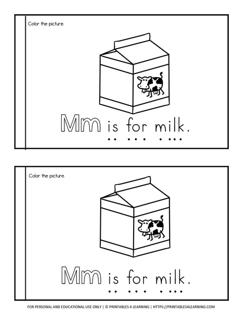 Letter M Emergent Reader Coloring Book