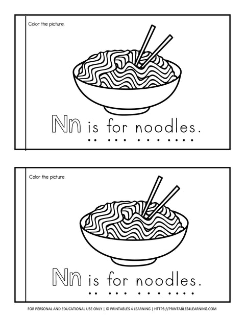 Letter N Emergent Reader Coloring Book
