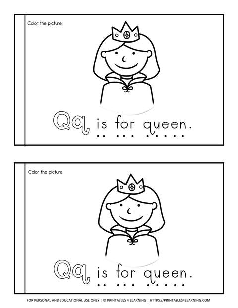 Letter Q Emergent Reader Coloring Book