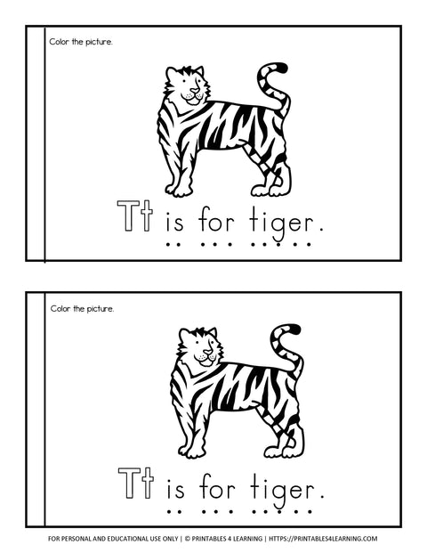 Letter T Emergent Reader Coloring Book
