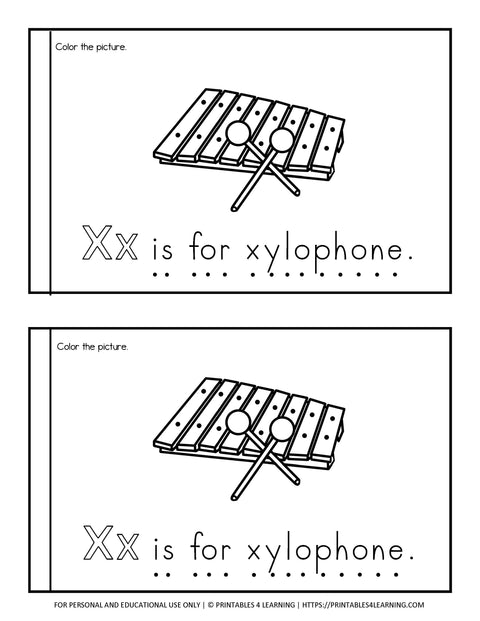 Letter X Emergent Reader Coloring Book