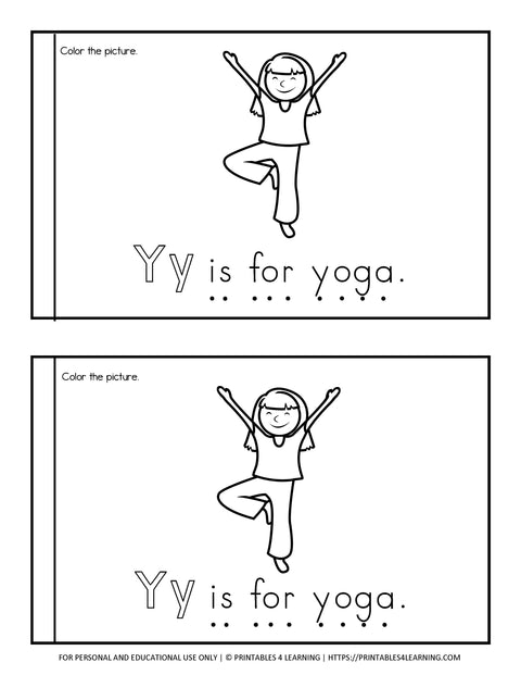 Letter Y Emergent Reader Coloring Book