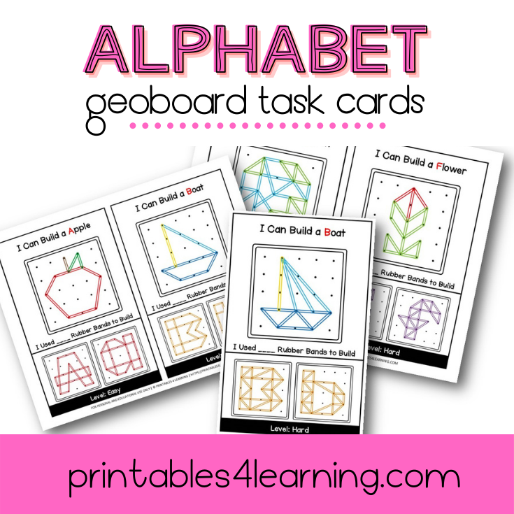 Fine Motor Task Cards: ABC Geoboard Pack - Printables 4 Learning
