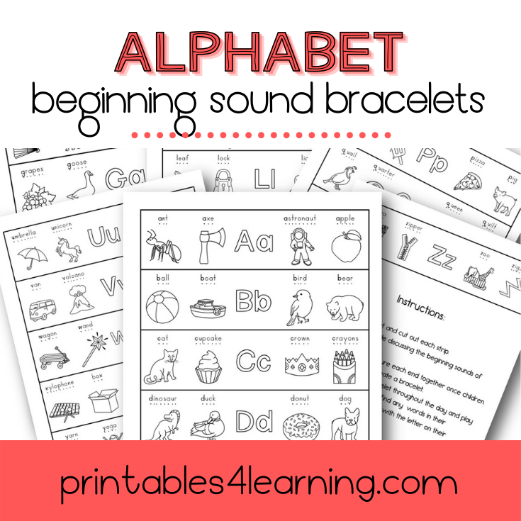 Beginning Sounds Alphabet Bracelet Craft - Printables 4 Learning