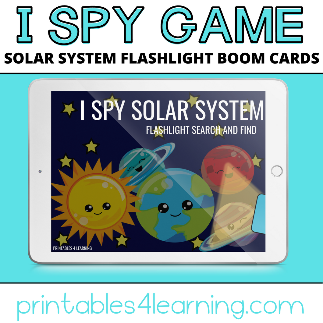 Boom Cards™ Digital Task Cards: I Spy Solar System Flashlight Game - Printables 4 Learning