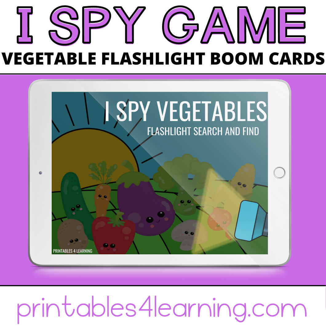 Boom Cards™ Digital Task Cards: I Spy Vegetables Flashlight Game - Printables 4 Learning