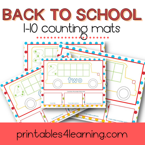 1-10 School Bus Counting Mats | Tens Frame, Tally, and Array - Printables 4 Learning