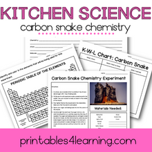 Load image into Gallery viewer, Carbon Sugar Snake Science Experiment: Chemical Reactions - Printables 4 Learning
