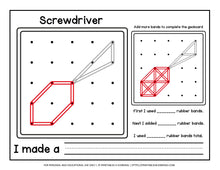 Load image into Gallery viewer, Geoboard Activities: Construction Tools Patterns Packet
