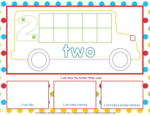 1-10 School Bus Counting Mats | Tens Frame, Tally, and Array - Printables 4 Learning