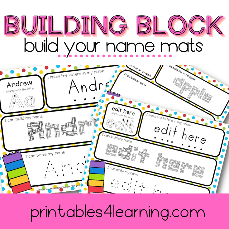 Editable Name Activity: Building Block Names - Printables 4 Learning