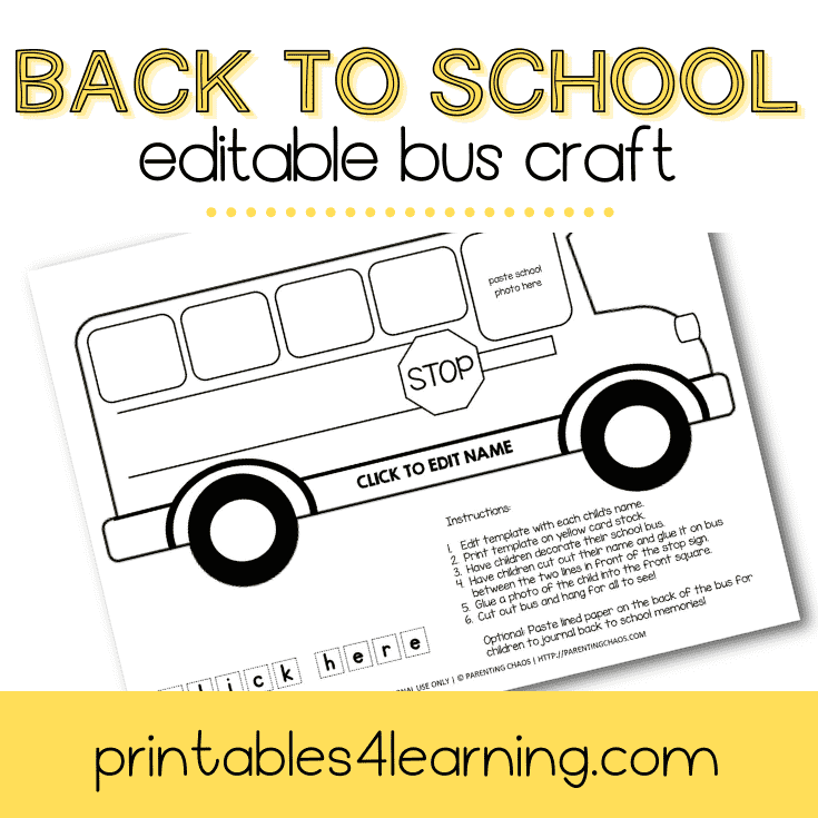 Editable School Bus Craft Printable – Printables 4 Learning Editable School Bus Craft Printable – Printables 4 Learning