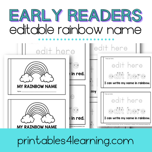 Editable Rainbow Name Early Reader Book - Printables 4 Learning