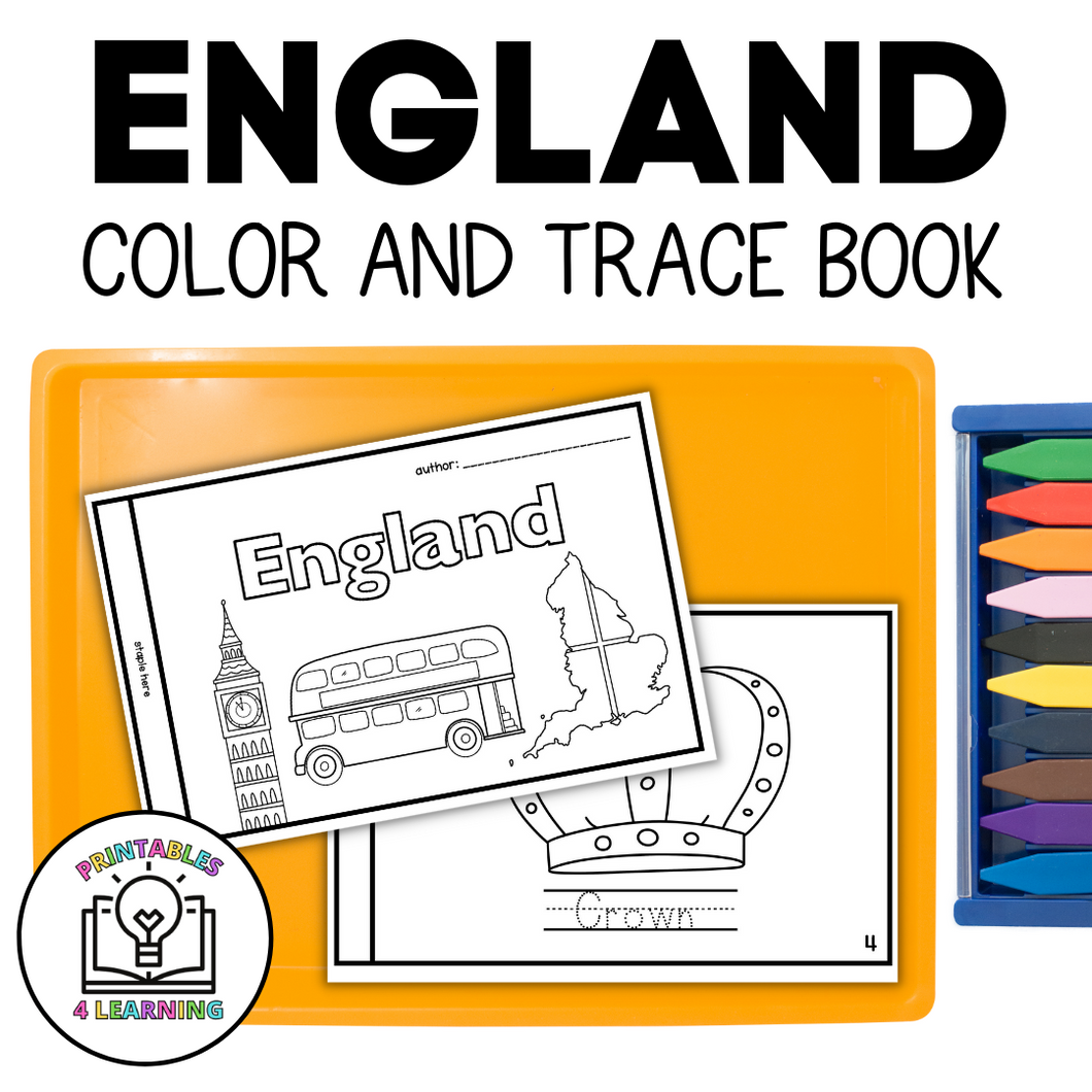 England Color and Trace Book for Kids