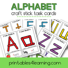 Load image into Gallery viewer, Fine Motor Task Cards: ABC Craft Stick Pack - Printables 4 Learning
