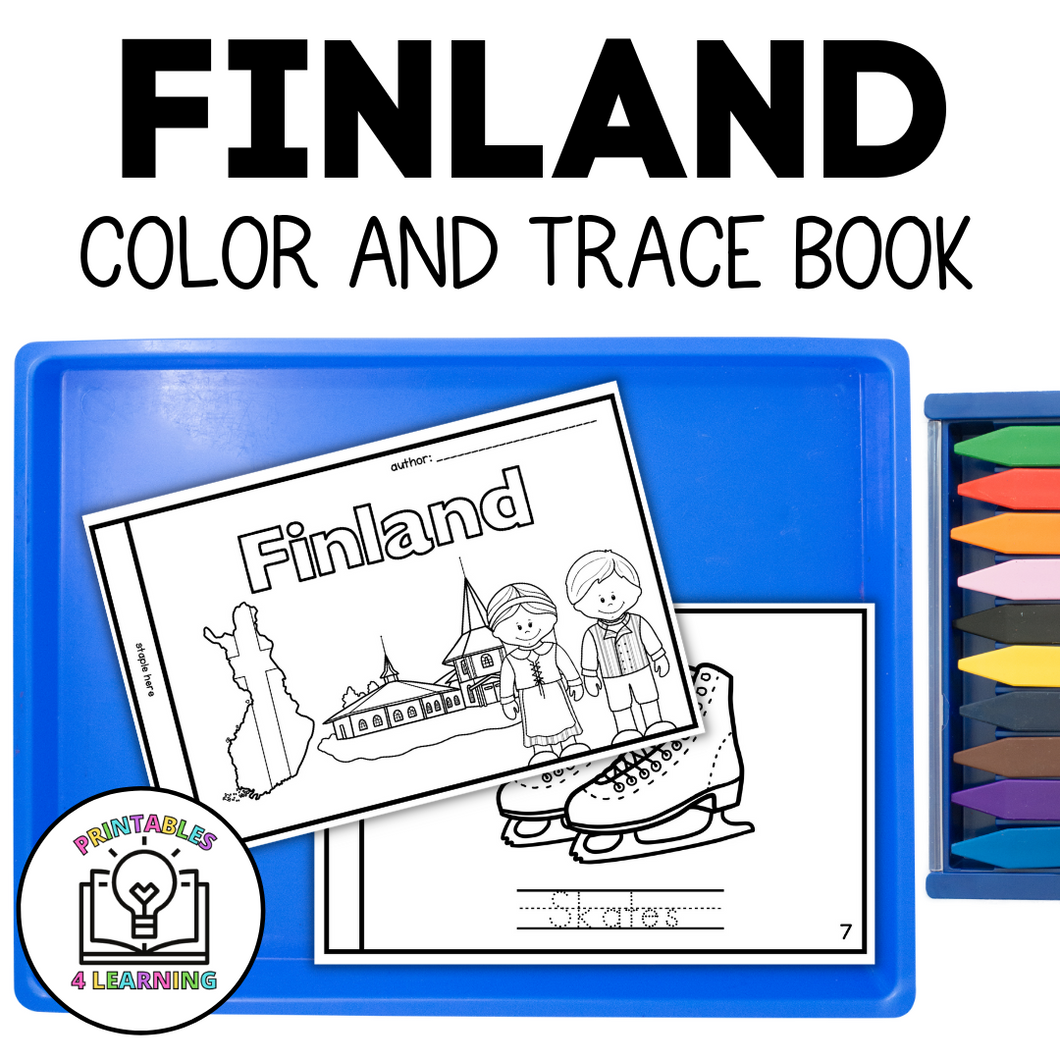 Finland Color and Trace Book for Kids