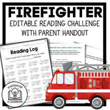 Load image into Gallery viewer, Editable Reading Log: Firefighter and Fire Truck Books for Kids with Parent Handout
