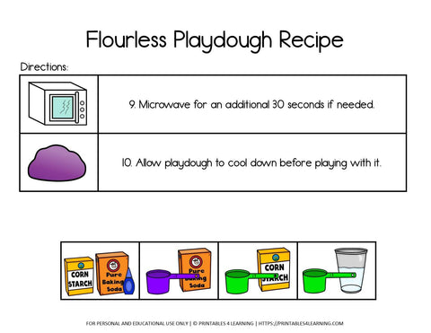 Adapted Visual Recipe: Flourless Playdough - Printables 4 Learning