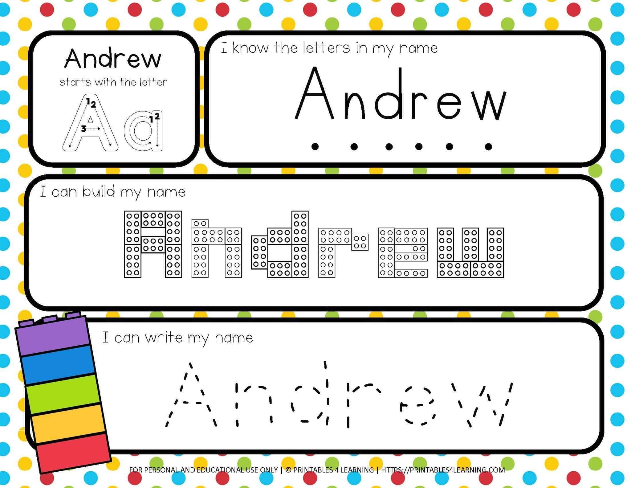 Editable Name Activity Building Block Names Printables 4 Learning