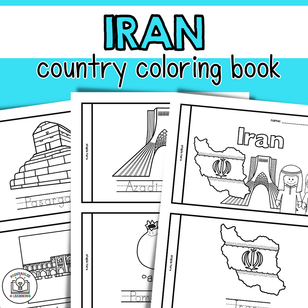 Iran Color and Trace Book for Kids