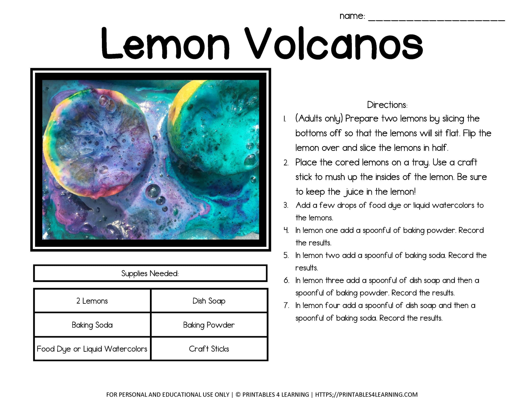 Lemon Volcano Project Lemon Volcano Science Experiment: What Makes the Biggest Eruption ...
