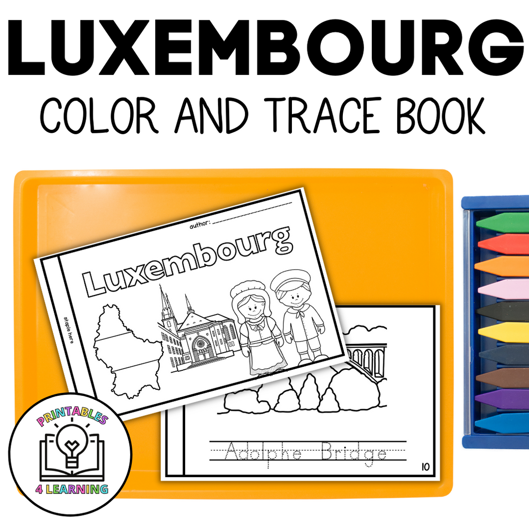 Luxembourg Color and Trace Book for Kids