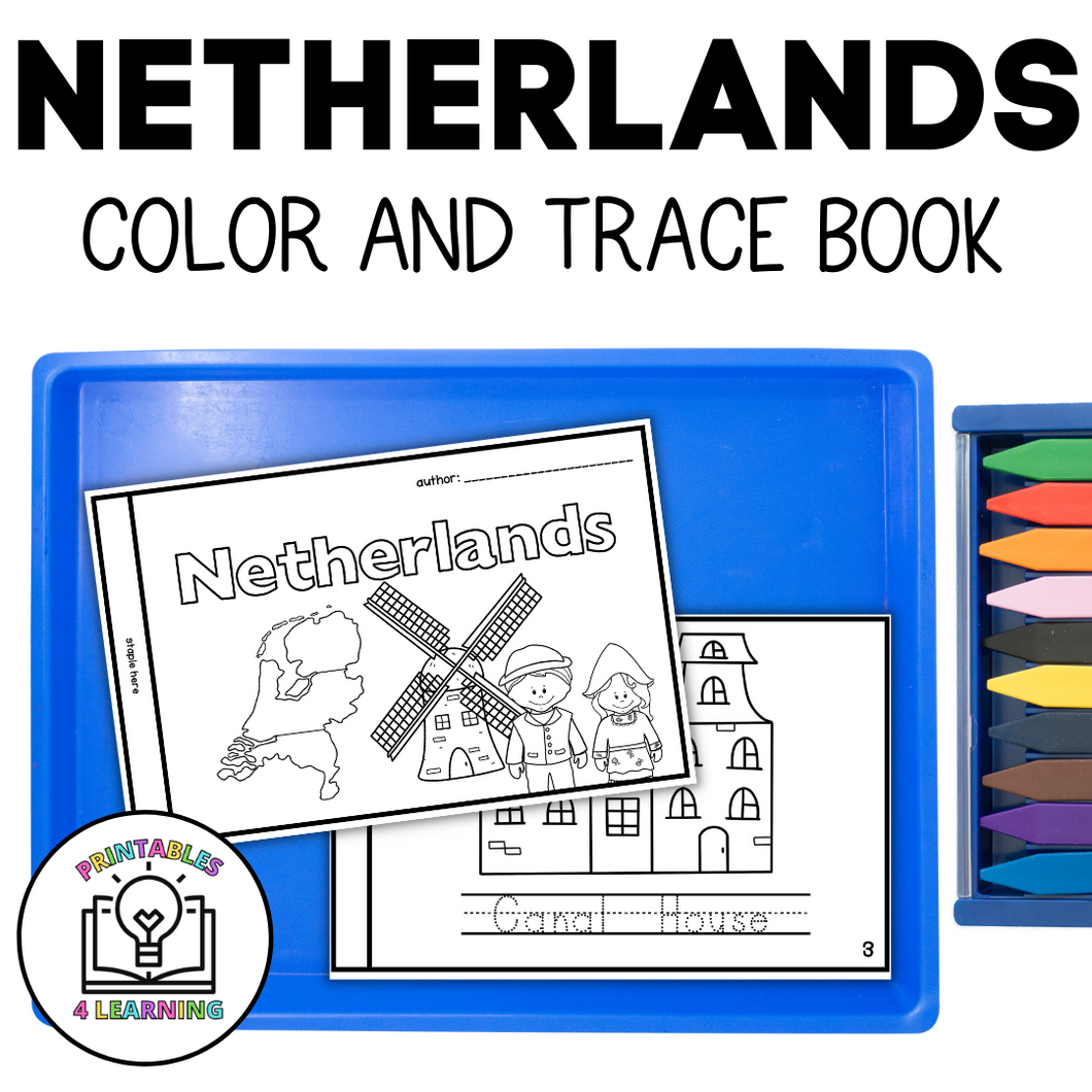 Netherlands Color and Trace Book for Kids