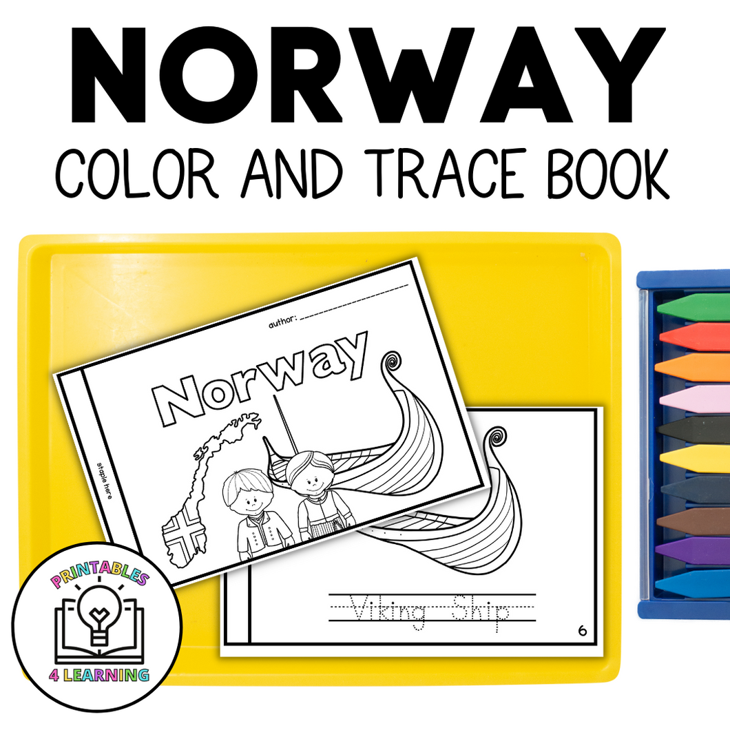 Norway Color and Trace Book for Kids