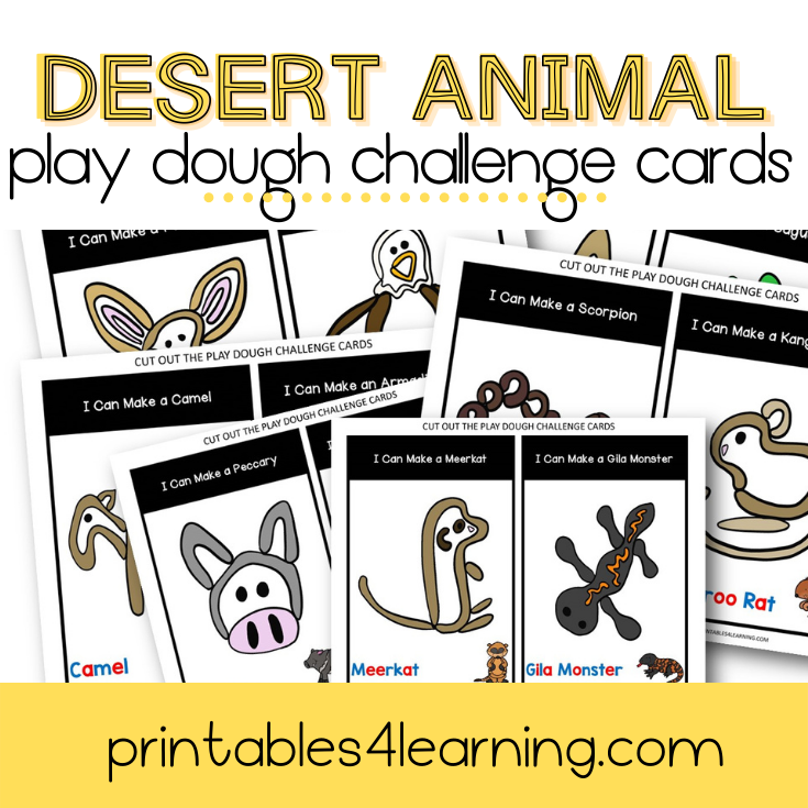 Play Dough Challenge Cards: Desert Animals