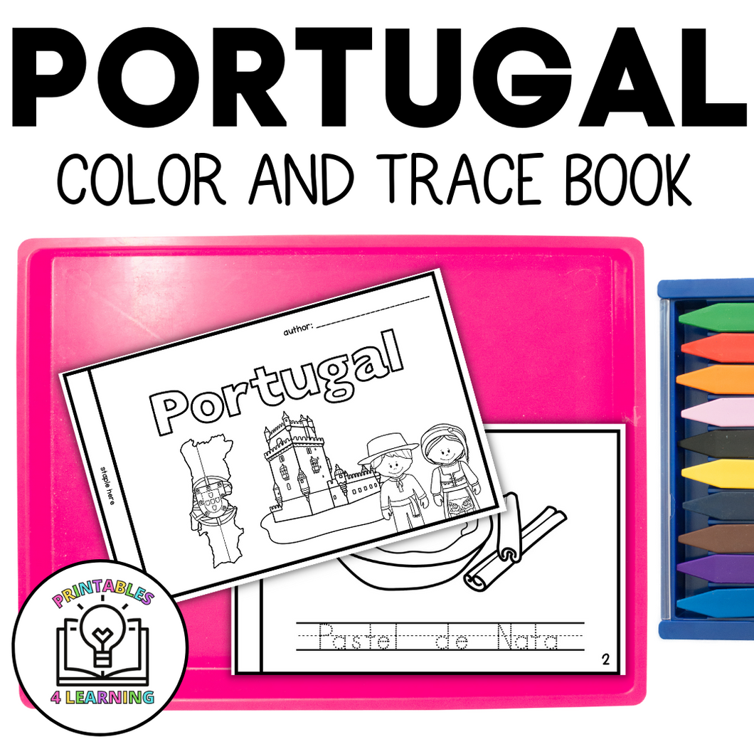 Portugal Color and Trace Book for Kids