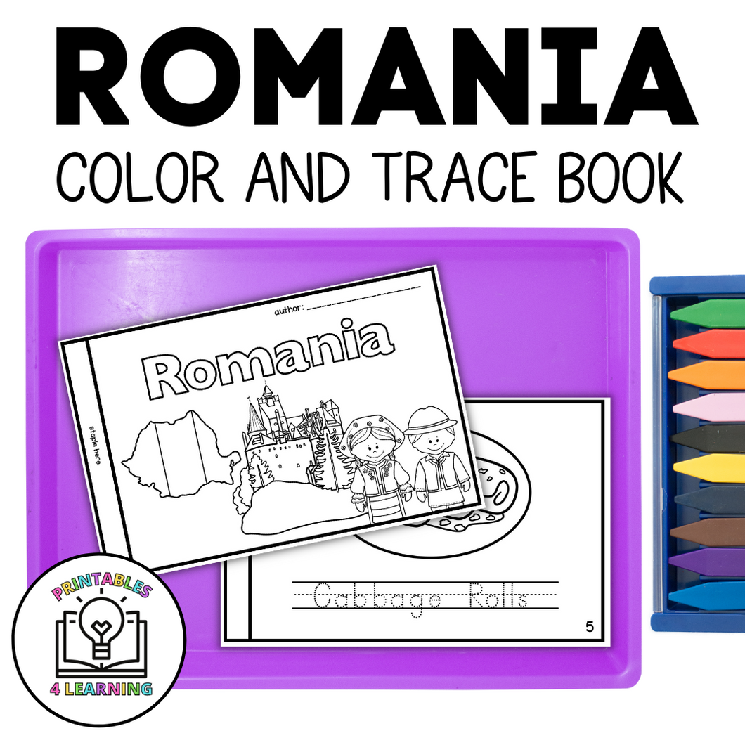 Romania Color and Trace Book for Kids