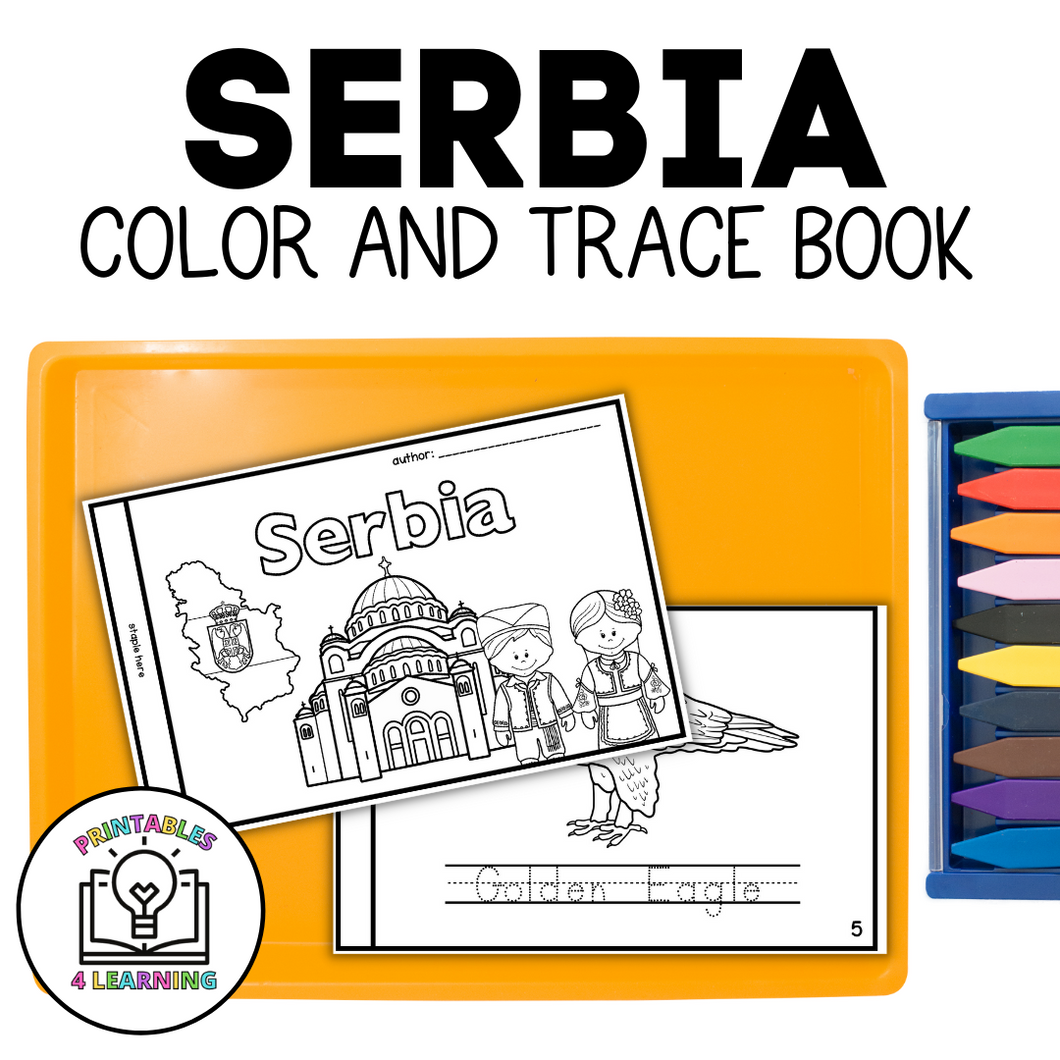 Serbia Color and Trace Book for Kids