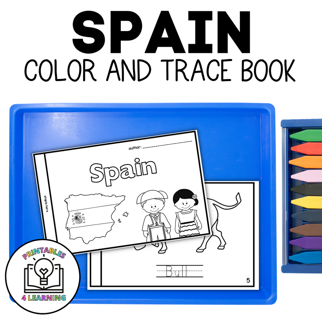Spain Color and Trace Book for Kids