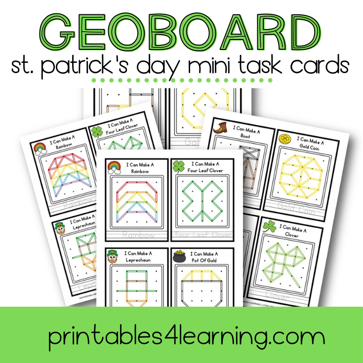 Mini Task Cards: St. Patrick's Day Geoboard Pack