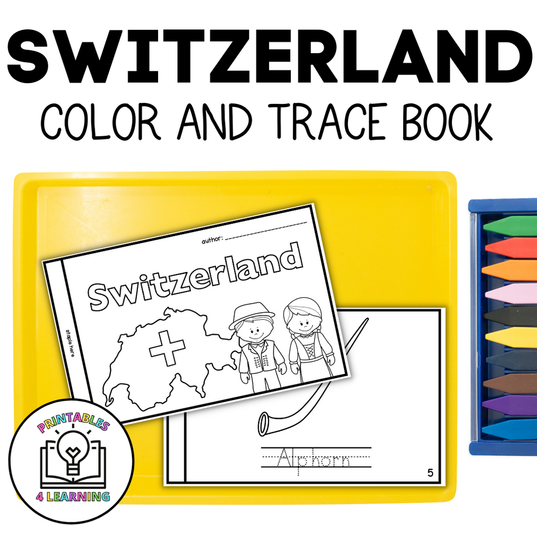 Switzerland Color and Trace Book for Kids