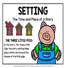 Load image into Gallery viewer, Three Little Pigs Word Wall with Story Element Posters
