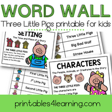 Load image into Gallery viewer, Three Little Pigs Word Wall with Story Element Posters
