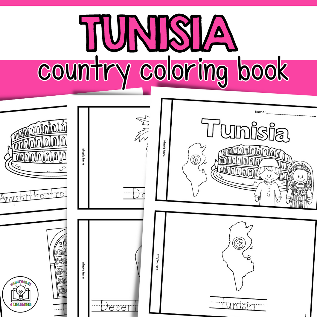Tunisia Color and Trace Book for Kids