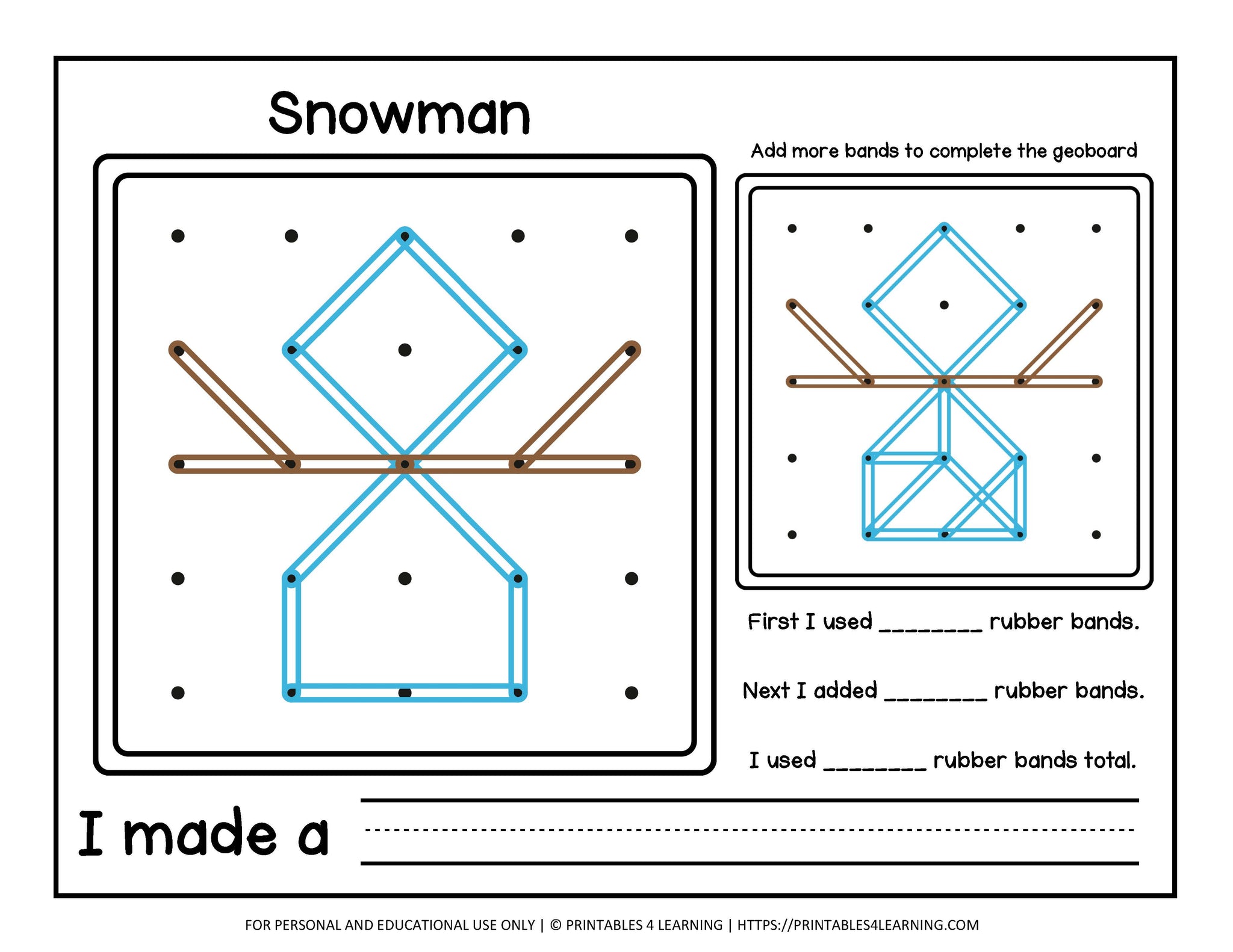 Geoboard Activities Winter Patterns Packet Printables 4 Learning