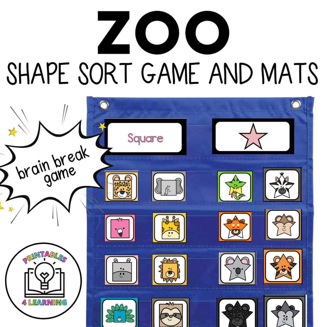 Search and Find Zoo Shape Sort